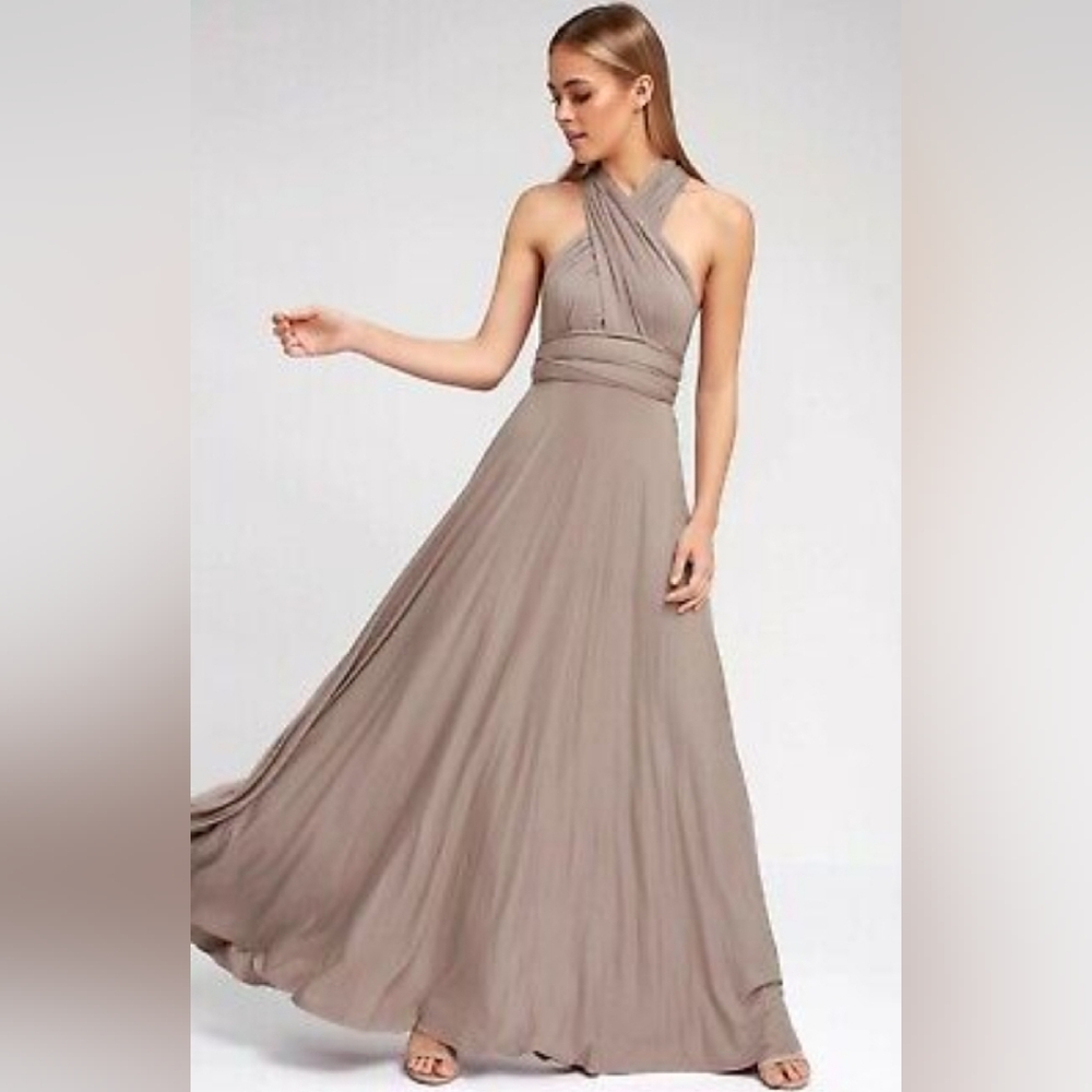 LULUS Divine Inspiration Blush Halter Maxi Dress Size XL NWT - Picture 3 of 4
